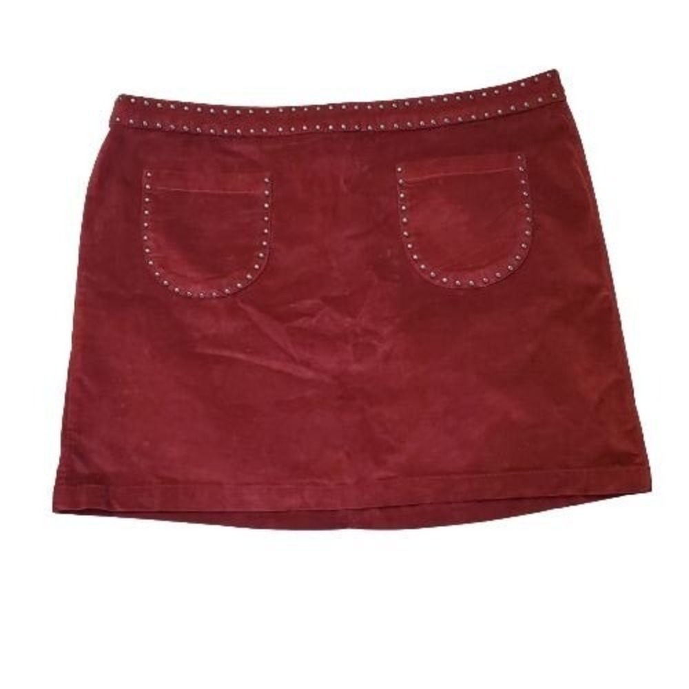 Mossimo Supply Co. Faux Suede Studded Mini Skirt Burgundy Women's Plus Size 18 - Picture 8 of 9